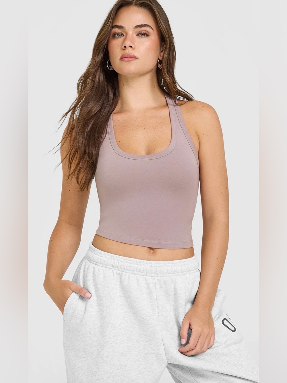 ONER ACTIVE DUSTY PURPLE COTTON FITTED MID TANK TOP